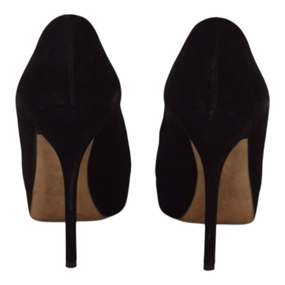 Gucci Black Suede Leather Almond Toe Classic Heel Platform Pumps size 39 US 9 - Picture 4 of 15